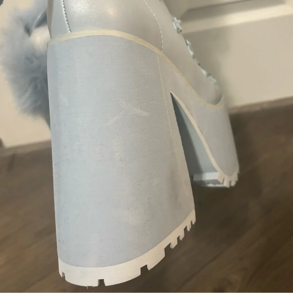 Dolls Kill / Sugar Thrillz Blue Snow Bunny Lace-Up Boots - Picture 6 of 8